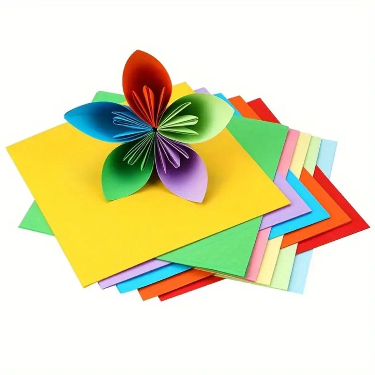 100 stuks Premium rijke craft papier set | 10 kleuren top-kwaliteit papier voor origami, kantoorbenodigdheden en naaien | Ideale papier kunst gereedschappen